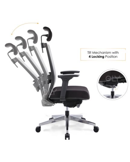 Trendy PREMIUM | Aluminium Base Office Chair | Headrest